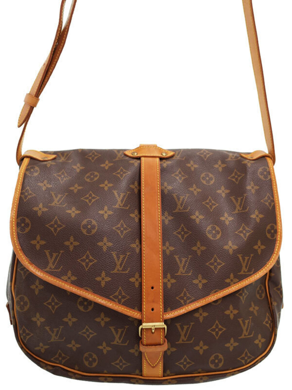 Louis Vuitton Monogram Saumur Crossbody Bag Canvas Leather Brown